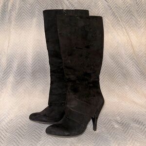 Fergalicious by Fergie Black Faux Suede Knee High Boots Sz 7